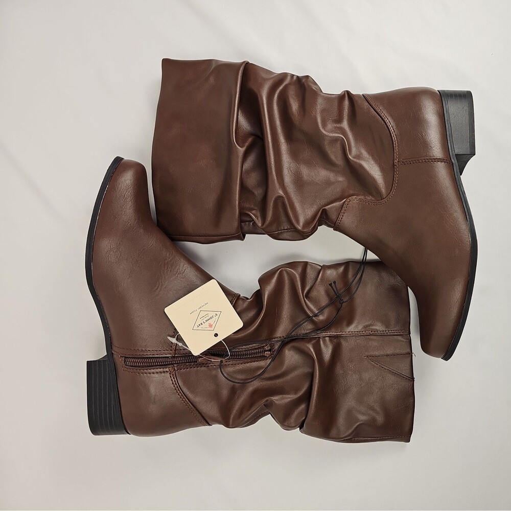 St. John's Bay Women's Cognac Tall Boots Size 8 M Memory Foam NWT